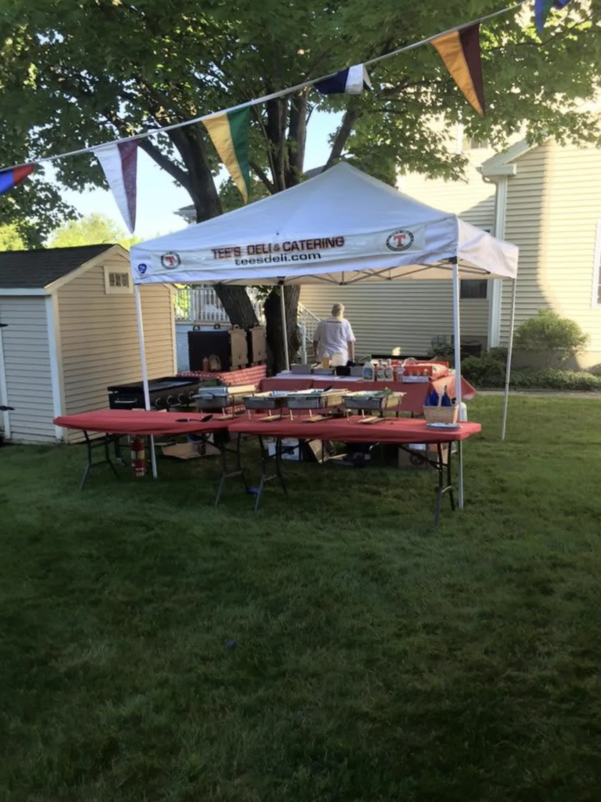 Our tent up for a backyard cookout